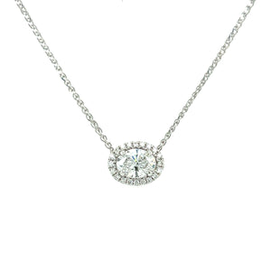Solitaire Oval Cut Diamond Pendant
