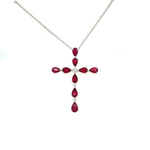 Ruby Diamonds Cross Pendant