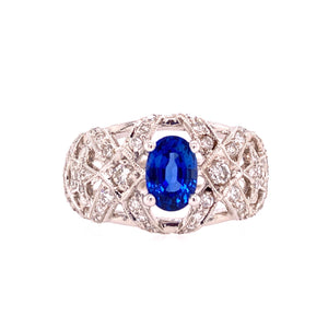 Victorian Blue Sapphire Diamond Ring