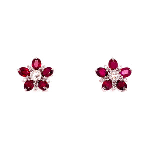 Ruby Diamond Floral Earrings
