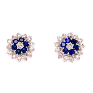 Blue Sapphire Floral Earrings