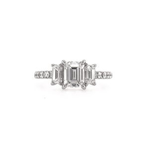 Emerald-Cut Trinity Diamond Ring