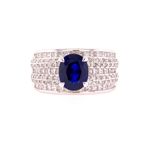 PT950 Blue Sapphire Diamond Ring