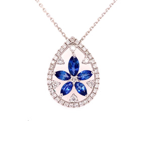 Blue Sapphire Diamond Pendant