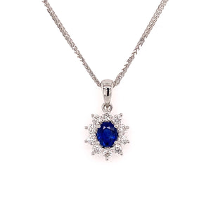 Blue Sapphire Diamond Pendant