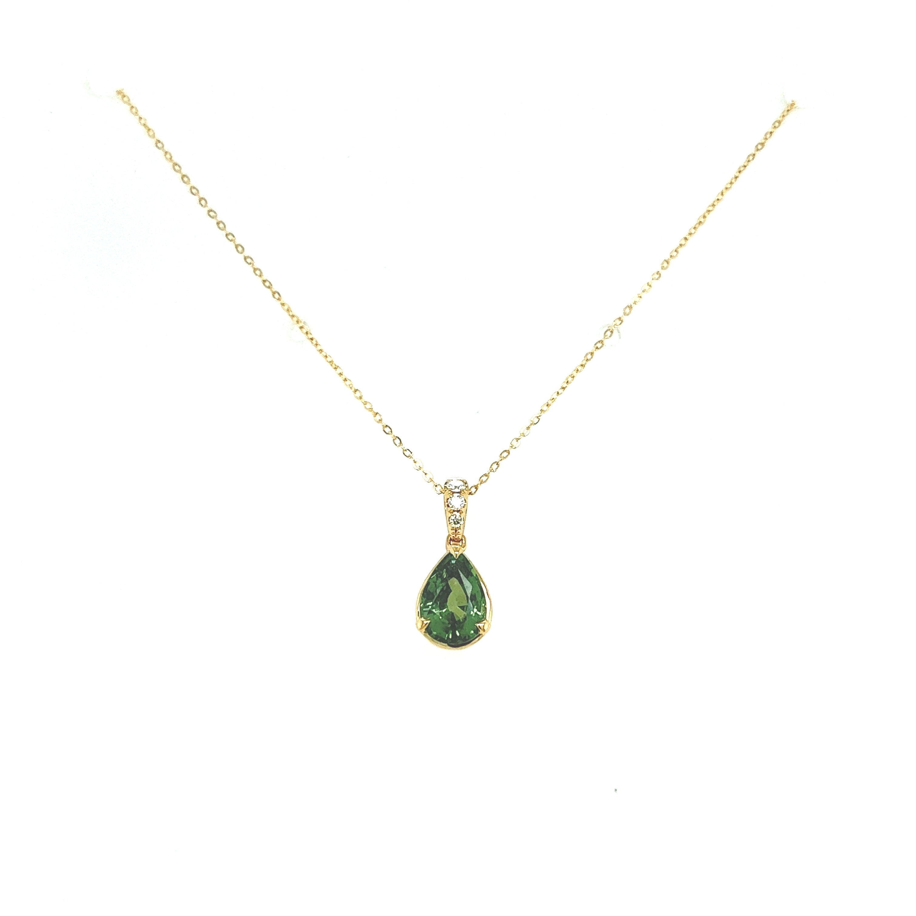 Sapphire and Diamond Pendant in 18K gold Green
