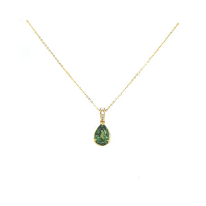 Sapphire and Diamond Pendant in 18K gold (Green)