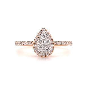 Pear Shaped Diamonds Rose Gold Ring