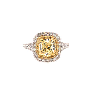 Cushion Fancy Yellow Diamond Ring